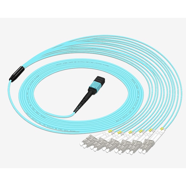 MPO Female to 6LC UPC Duplex 12 Fibers OM3 50/125 Multimode Breakout Cable