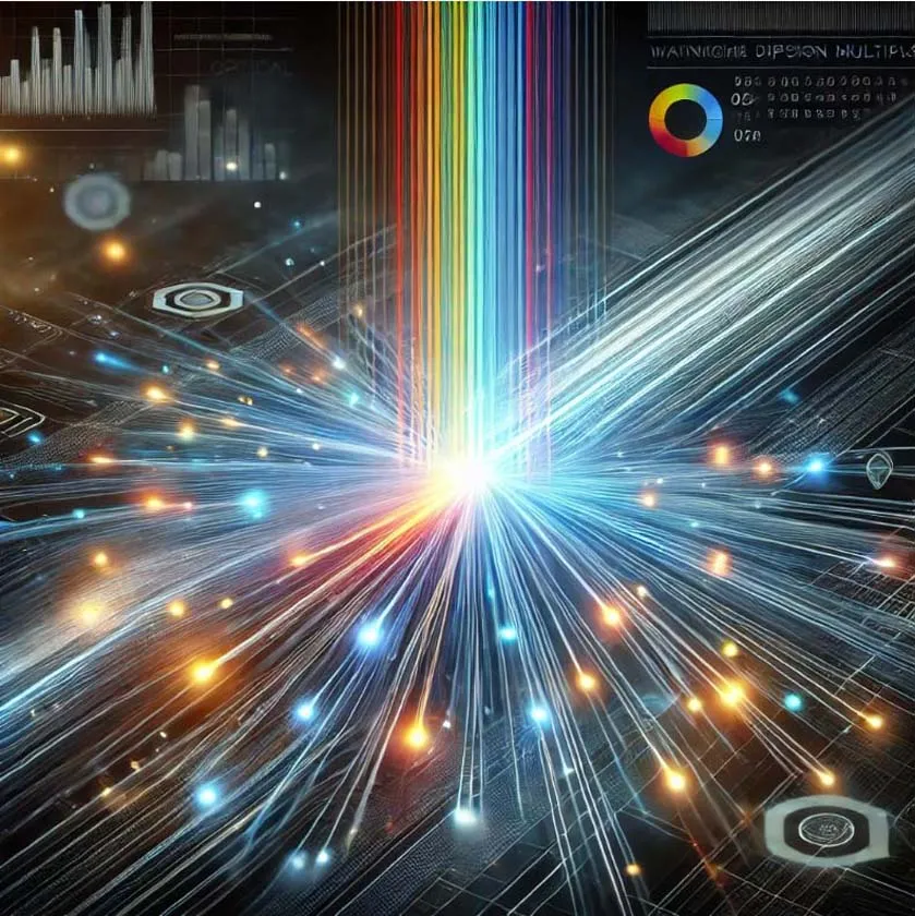 Optical fibre communication technology allows for the simultaneous transmission of multiple data streams of different wavelengths over a single optical fibre through techniques such as wavelength division multiplexing (WDM) 