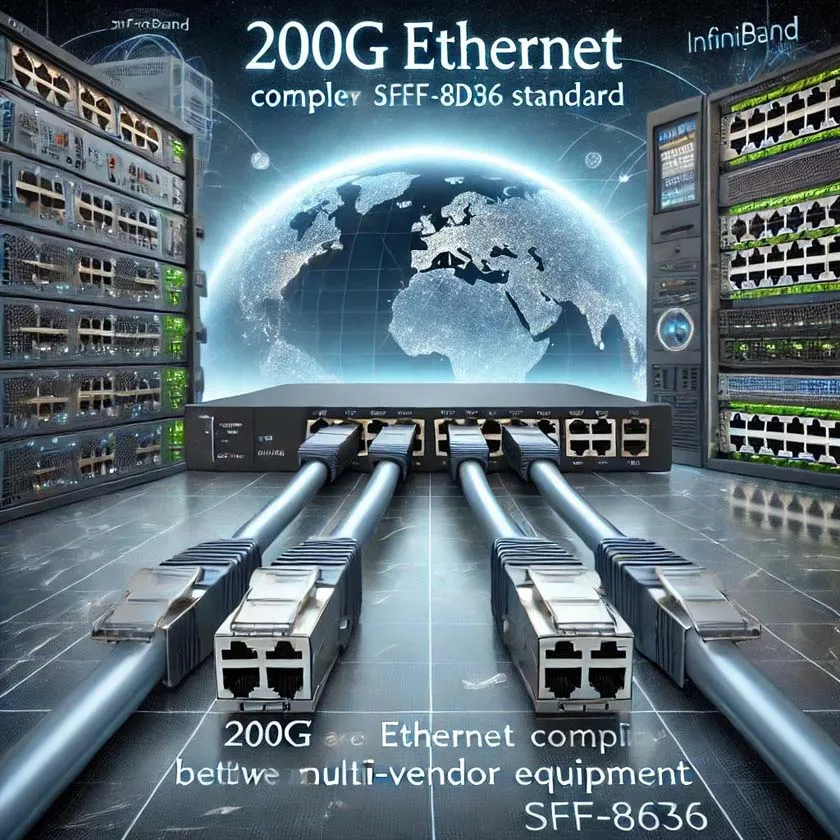 The cable supports 200G Ethernet and InfiniBand HDR standards